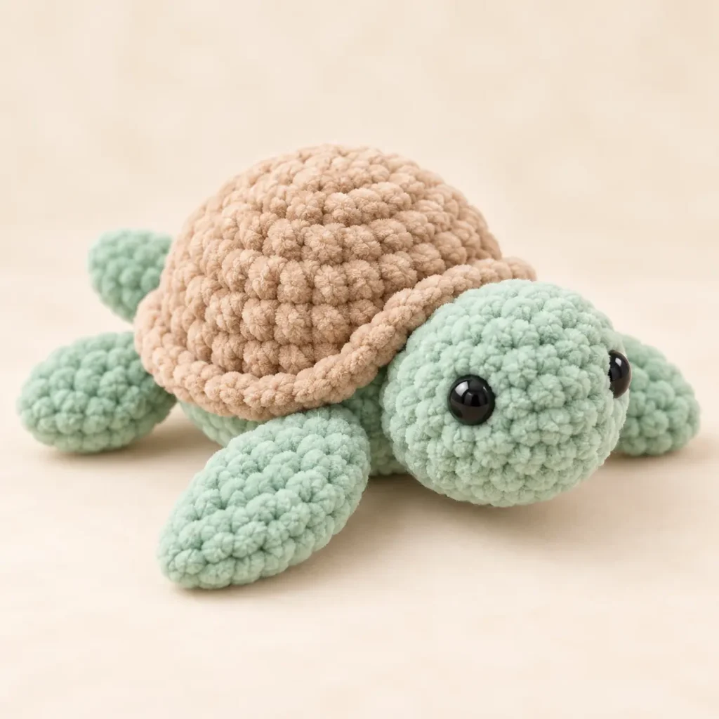 Cute no-sew turtle amigurumi crochet pattern